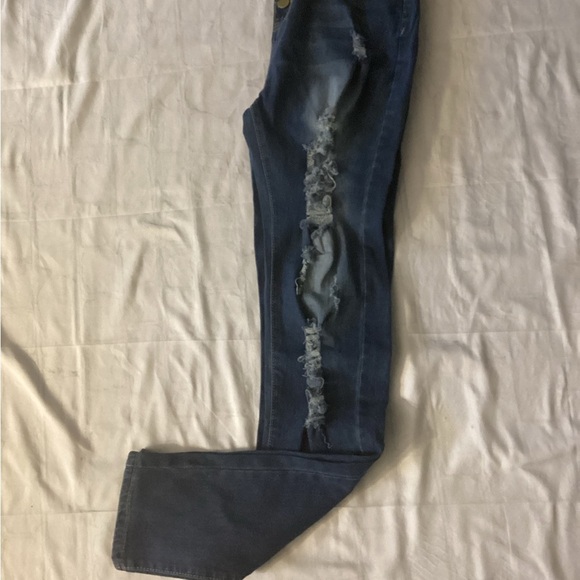 Trendy Distressed Blue Skinny Jeans - Picture 3 of 6